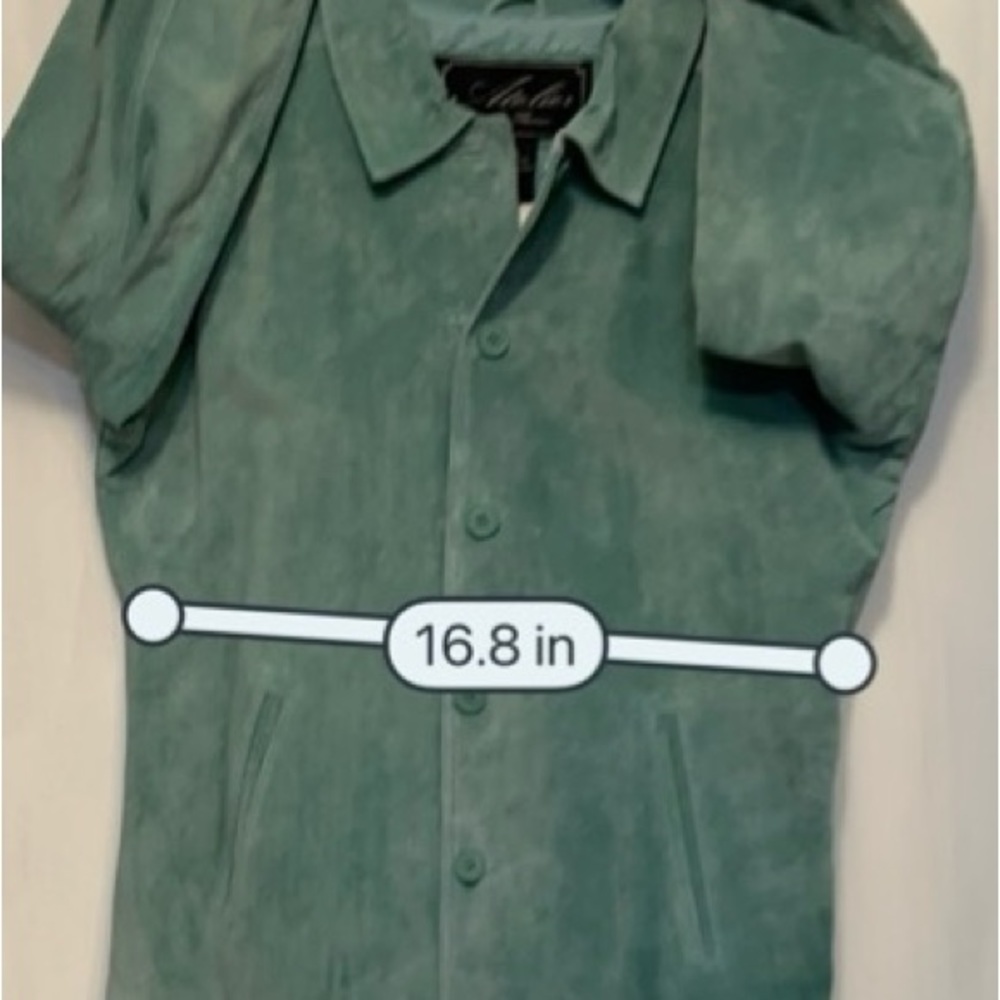 Atelier by B Thomas Teal Leather shirt/jacket Sz M - Picture 6 of 15